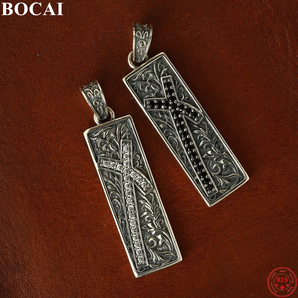 

BOCAI S925 Подвески из стерлингового серебра для женщин и мужчин Благоприятная табличка Вечный ротанг Циркон Крест Шарм Амулет Ювелирные изделия оптом
