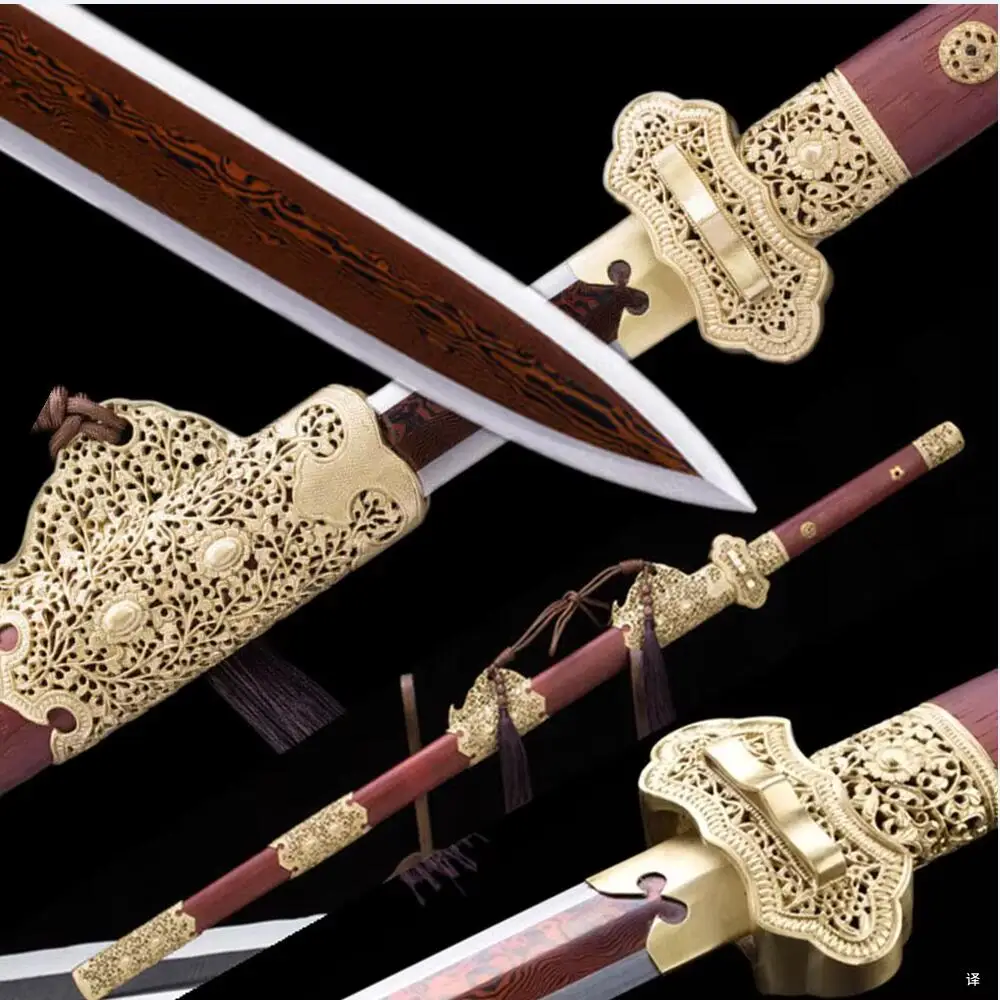 Beautiful High Quality Brass Copper Fitting Chinese KungFu Sword Red Folded Blade Knife