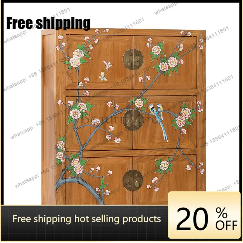 XX. Modern new Chinese solid wood antique foyer side cabinet entrance living room cabinet
