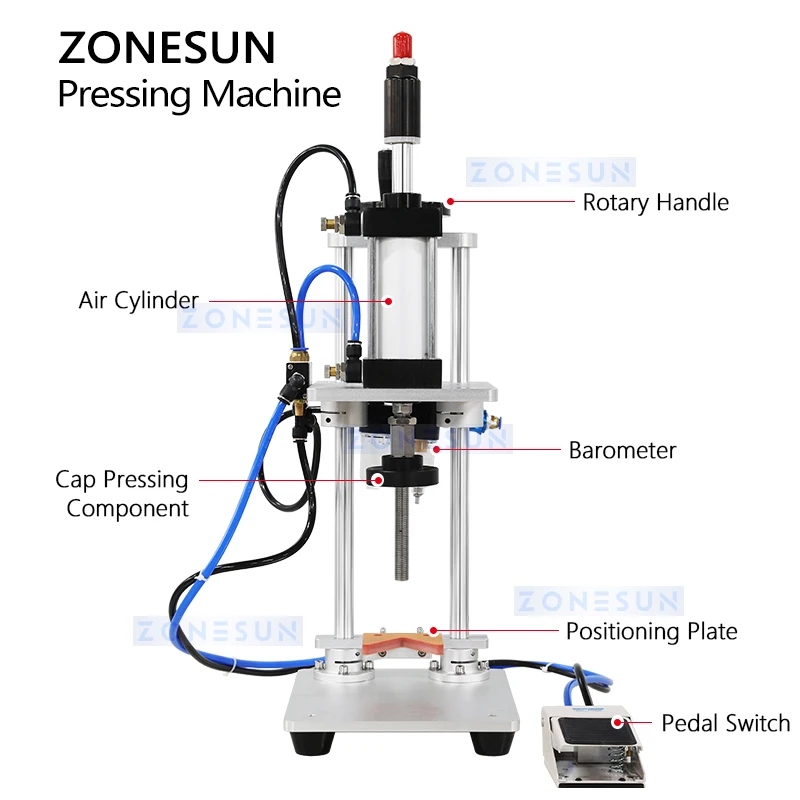ZONESUN Tabletop Pneumatic Milk Powder Can Wine Bottle Cap Cork Pressing Machine Capping Machine ZS-XG70ZC