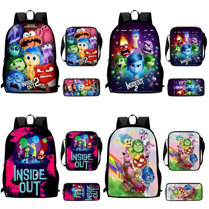 

3Pcs Disney Inside Out 2 School Backpack with Shoulder Bags Pencil Case Anime Cartoon School Bags for Christmas Birthday Gift