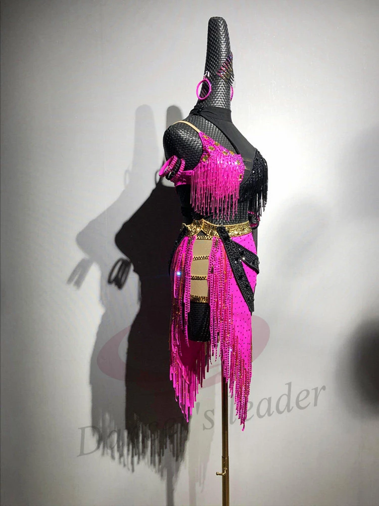 Lateinische Tänzer, Erwachsene, Kinder, hochwertige, maßgeschneiderte Blumenkostüme mit Farbblockierung, Tango-Samba-AB-Stein-Performance-Kleider