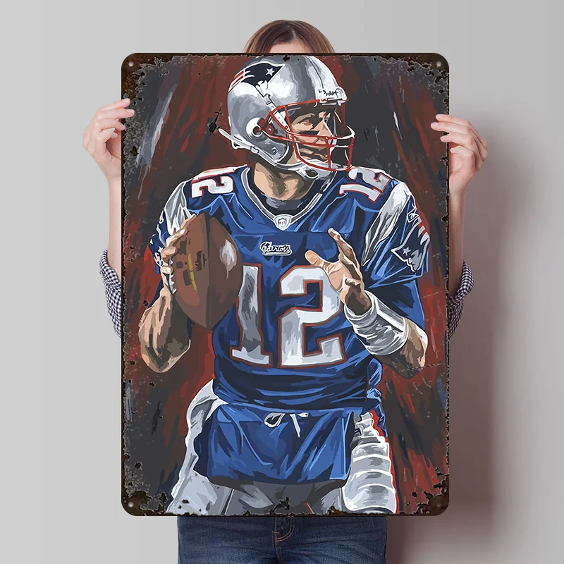 National Football League Poster Sports Wall Art Retro Metal Sign Customized Tin Plaque for Man Cave Decor Room Decoration Home