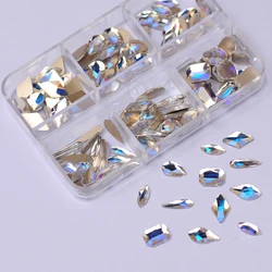 Hot New Moonlight 6 Girds Box-packed Rhinestones Glass Strass Nail Art Decorations Crystal DIY Accessories Glitter Nail Beauty