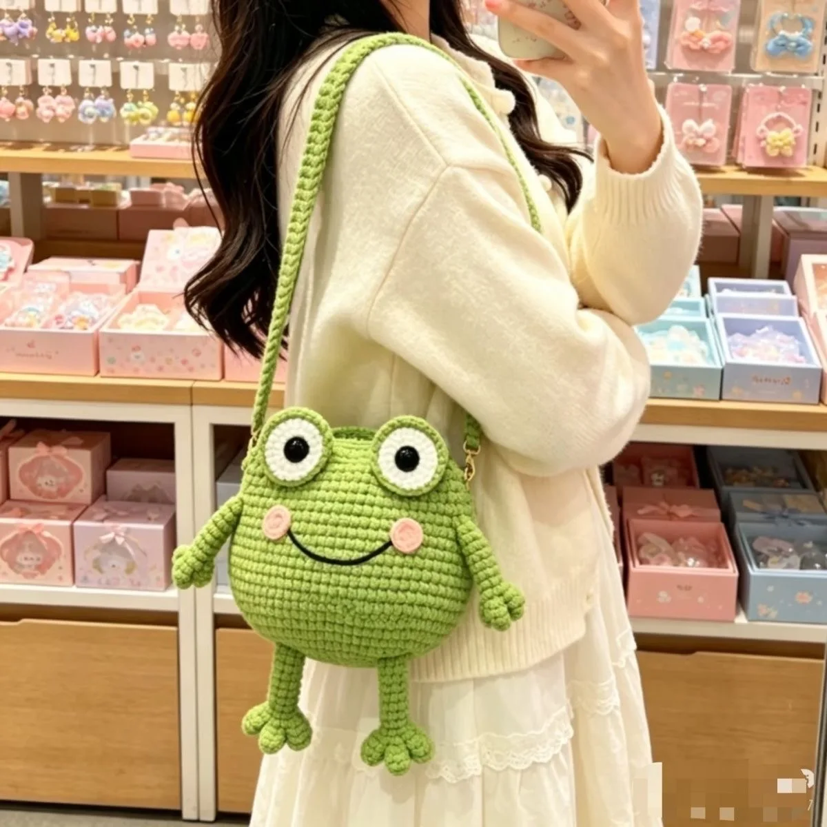 Children's Backpack DIY Crochet Material Kit Handmade Frog Dinosaur Bag Yarn Craft Gift