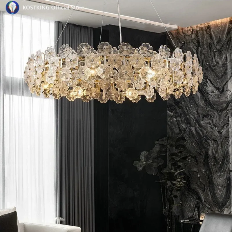

Modern Lucky Grass Ceiling Chandeliers crystal ring Living Dining Room LED Pendent Light Home Decor Hanging Lamp Luster Fixtures