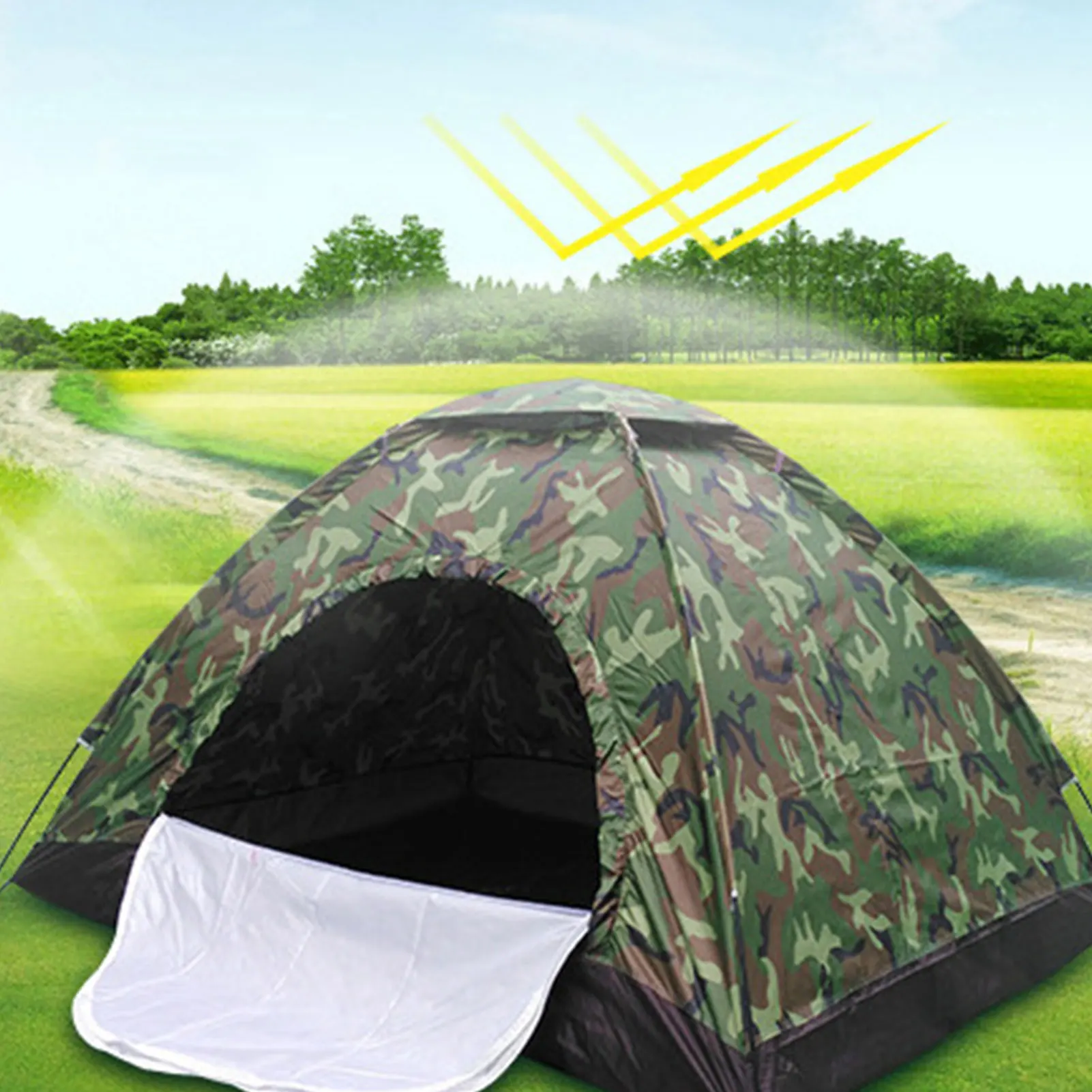 Single-Layer Camping Camouflage TentOutdoor Easy Setup Manual Family Travel Tent Lightweight Camping Tent For Outdoors