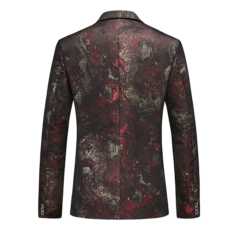 Fashion Brand Men Jacquard Suit 2 Piece Red / Blue / Black Male Luxury Business Wedding Party Dress Blazer Jackets and Pants