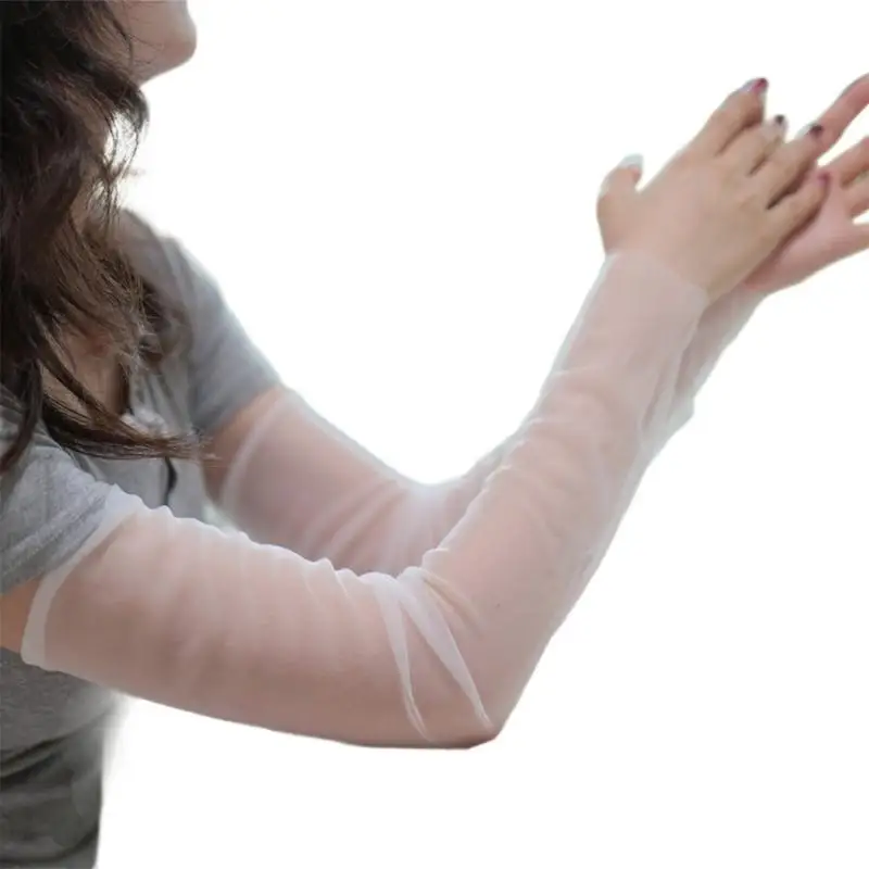 Mangas braço resfriamento nylon 652F com proteção solar malha transparente capa braço para ciclismo verão atividades