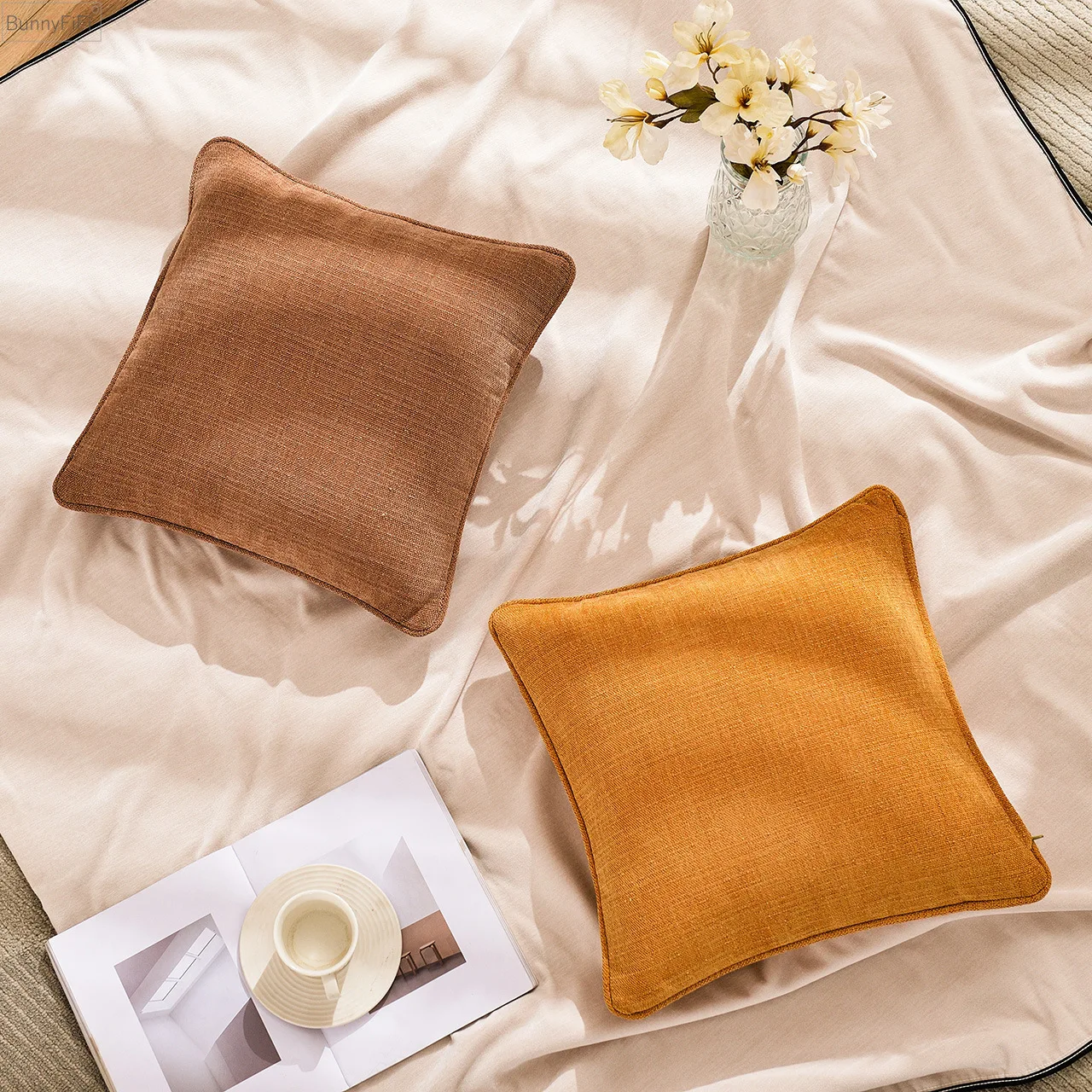 Cover Solid Cushion 45x45cm 30x50cm 50x50cm Peach Orange Grey Ivory Pillow Cover Cotton Linen for living room Sofa Home Decor