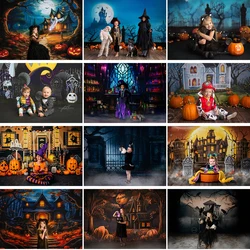 Halloween Haunted Cottage Photo Background Cake Smash Photography Backdrop Castle Pumpkin Kids Portrait Photo Studio