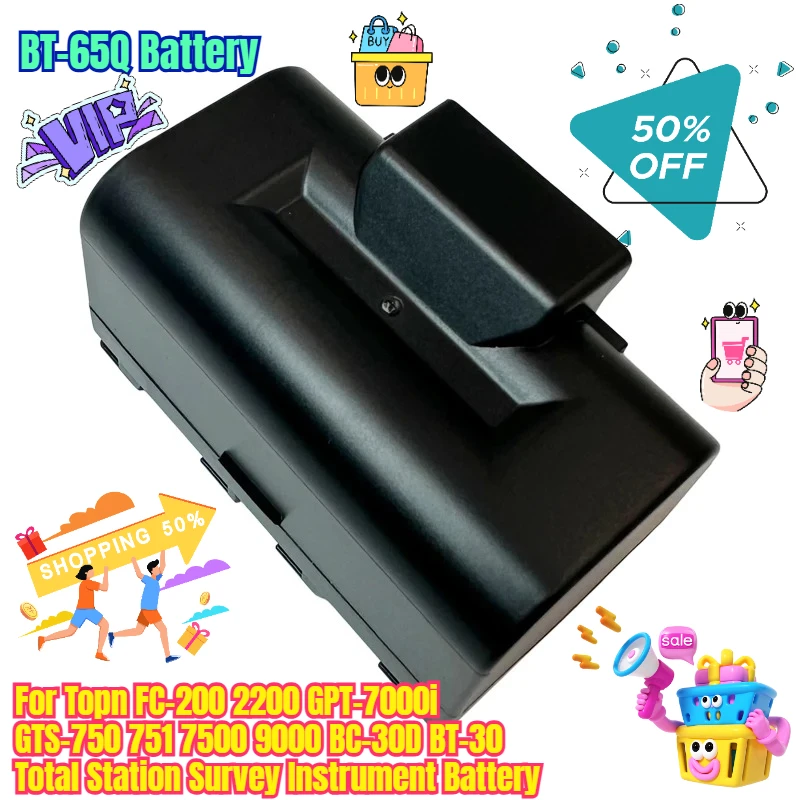 

BT-65Q Battery for Topn FC-200 2200 GPT-7000i GTS-750 751 7500 9000 BC-30D BT-30 Total Station Survey Instrument Battery