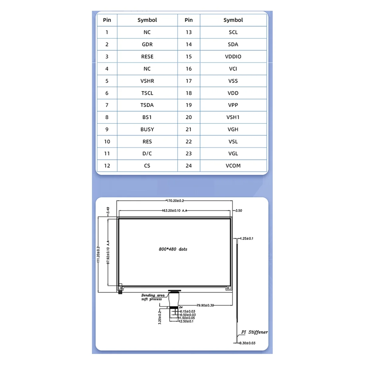 7.5 Inch Elektronisch Papier Inkt Scherm 800X480 Resolutie Zwart & Wit Epd E-Paper Uc8179 Driver Spi Interface 24pin, A