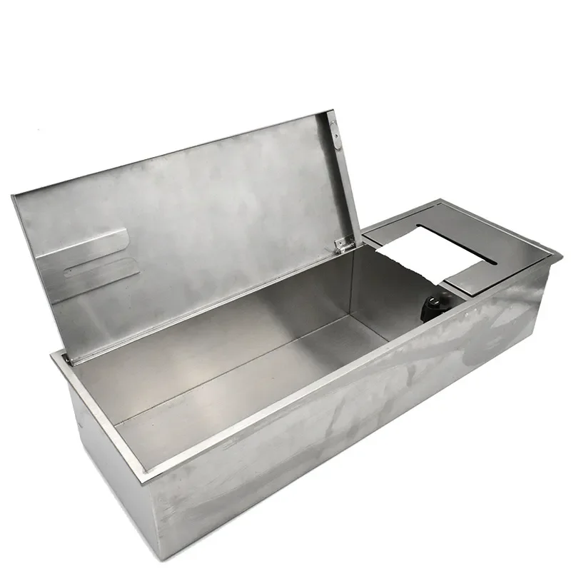Stainless Steel Bathroom Shelf with Embedded Trash Can and Tissue Box Holder Luxury Wall Mounted Storage Cabinet for Toilet