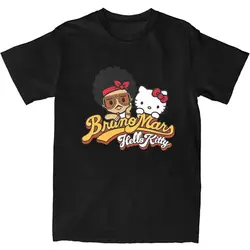 Bruno Mars T Shirt Men's Hellos Kittys Street Style Cotton T Shirts Summer Round Neck Hip Hop Shirt Hot Sale Oversized Clothing