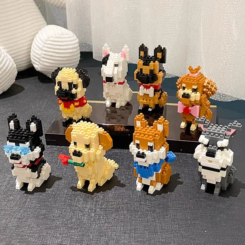 Balody Shiba Inu Bull Terrier Husky Labrador Wolfhound Poodle Schnauzer Dog Pet Mini Diamond Blocks Bricks Building Toy No Box