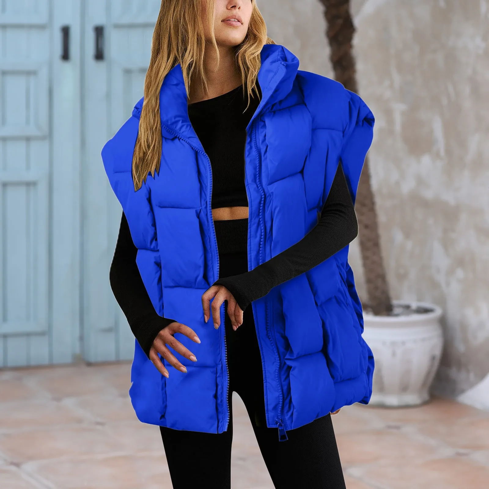 Winter Jackets Fashion Padded Vests Sleeveless Women\'s Vest Warm Coat Oversize Outwear Puffer 2023 Long Ladies Loose Vest Coat