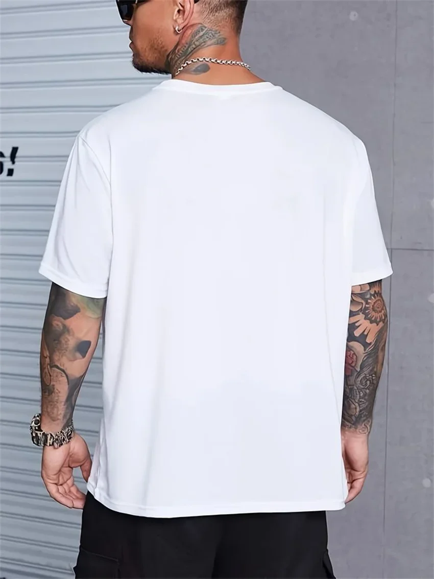 Men's Summer Loose Fit 100 Cotton OK Printed T-shirt Tops