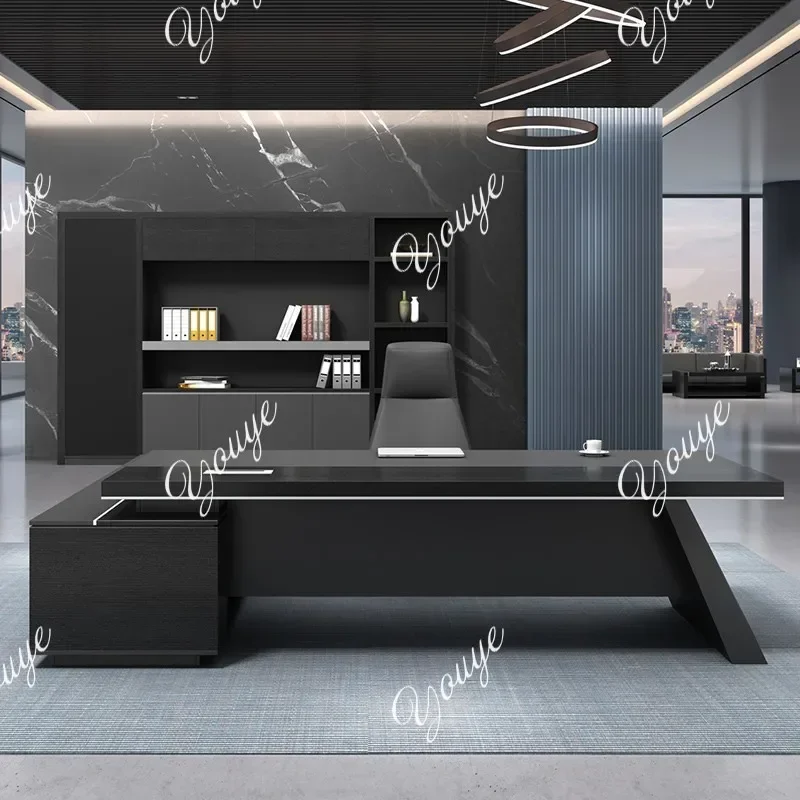 

N49 J Workstation Large Storage Office Desk Work Chair Set Executive Reception Organizer Table Study L Shaped Escritorio Furnitu