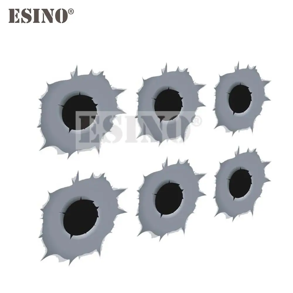 6 x Car Styling Cool Fashinon Creative Simulation Gun Bullet Hole PVC 3D Waterproof Car Body Sticker Decorative Vinyl Decals