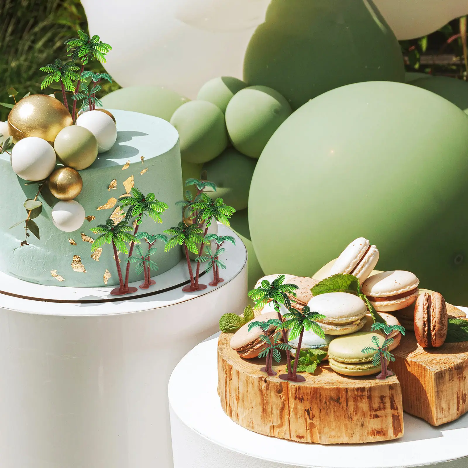 

16Pcs Coconut Tree Cake Decoration Realistic Tropical Design Sturdy Plastic Beach Theme Birthday Cake Topper Summer Wedding