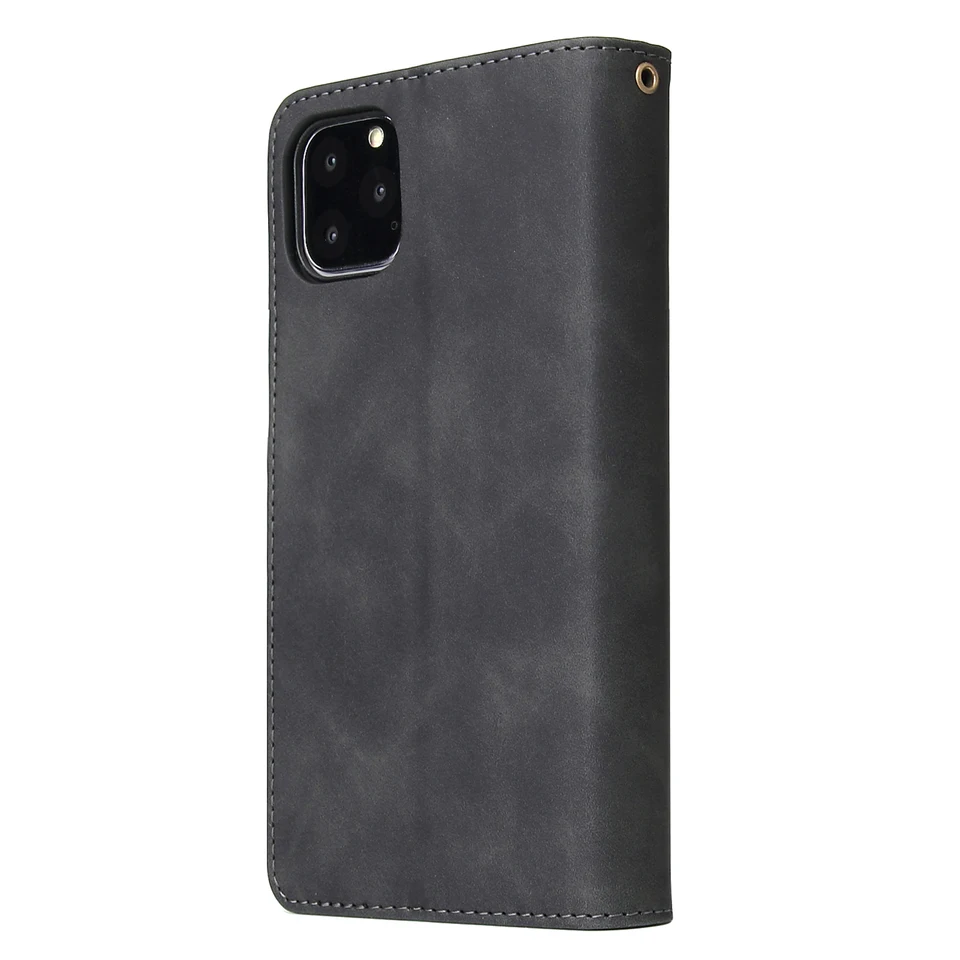 Funda tipo cartera de cuero premium con cremallera y ranuras para tarjetas para iPhone 16, 15, 14, 13, 12, 11, 17 Pro Max, Plus, 17 Air, 16e 2