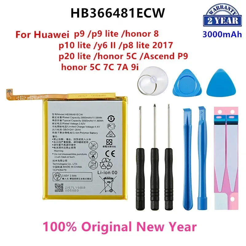 100% Orginal  HB366481ECW Battery For HUAWEI p9 /p9 lite/ honor 8 /p10 lite /y6 II/ p8 lite 2017/ p20 lite /honor 5C