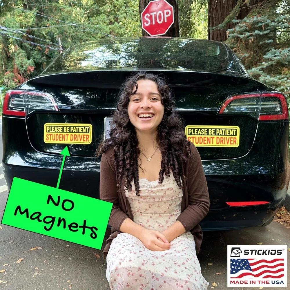 Student Driver Stickers (Non-Magnetic) for Cars & Windows - Removable, Paint-Safe Vinyl Decals - Made in USA
