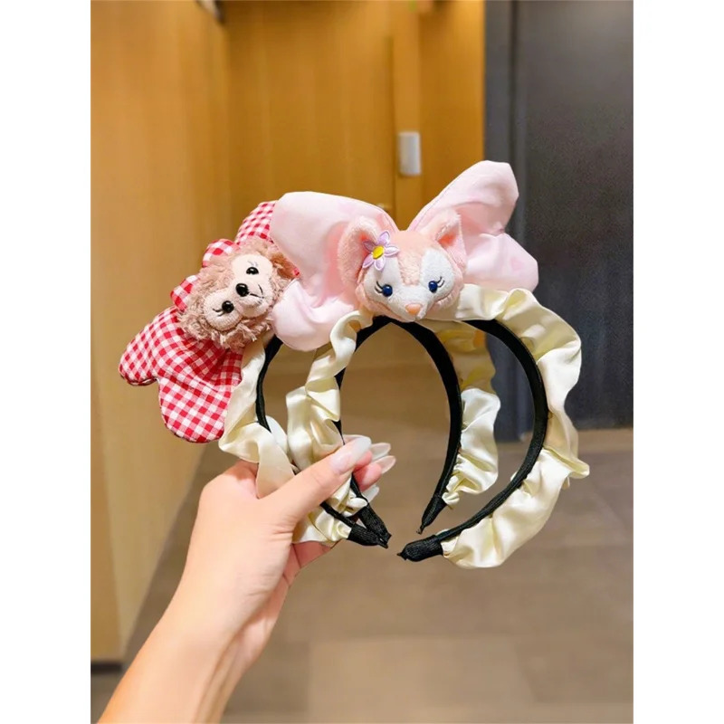 

1pc Gentle Plush Ear Headband: LinaBell & StellaLou Designs, Soft Satin & Ruffled Details for Everyday Cute Looks