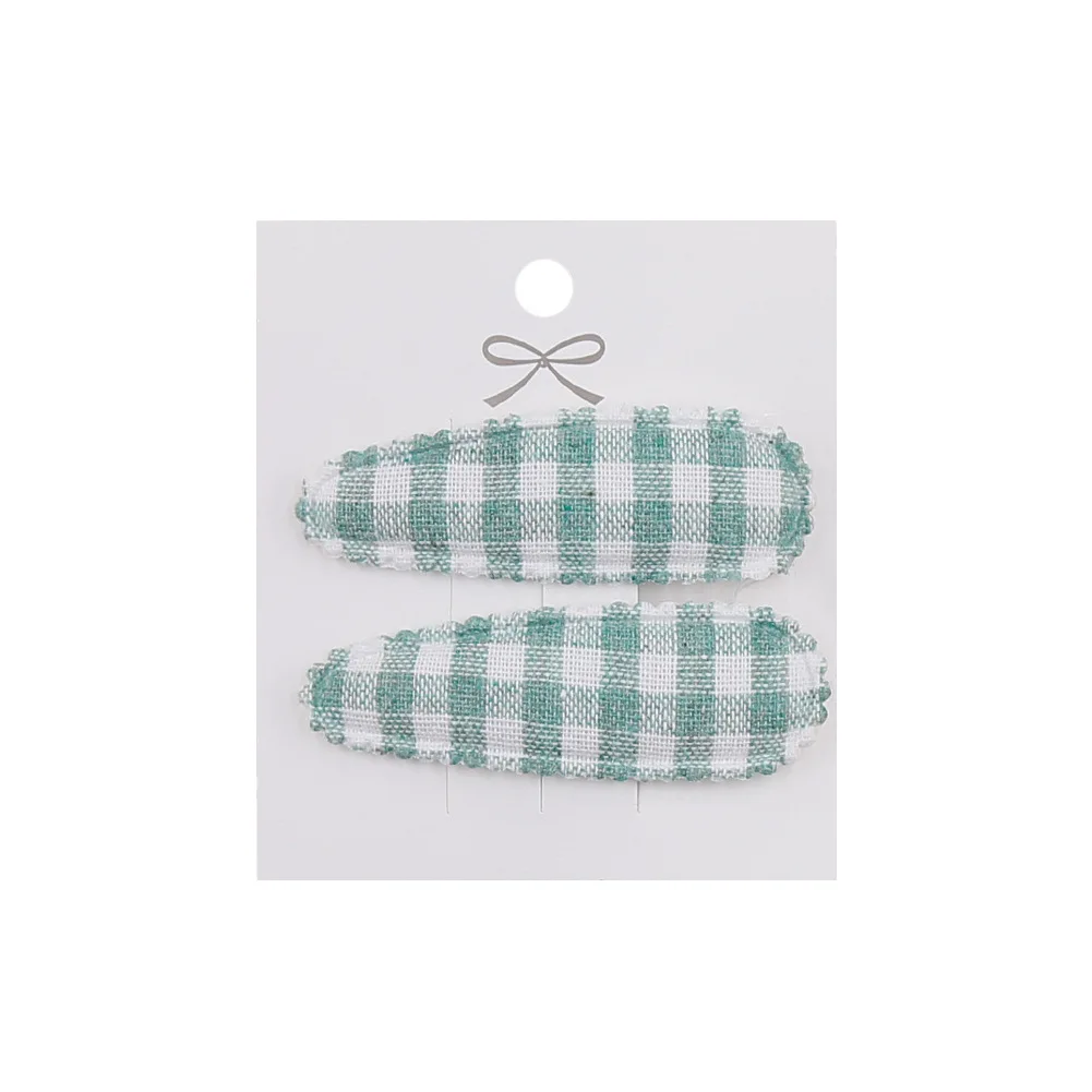 2pc Blumendruck 2 Zoll Basic Snap Baby Haar Tropfen Clips Spitze Stickerei Haar Klemme Pins Haarnadeln Baumwolle Plaid BB Haarspangen Mädchen – Detail 25