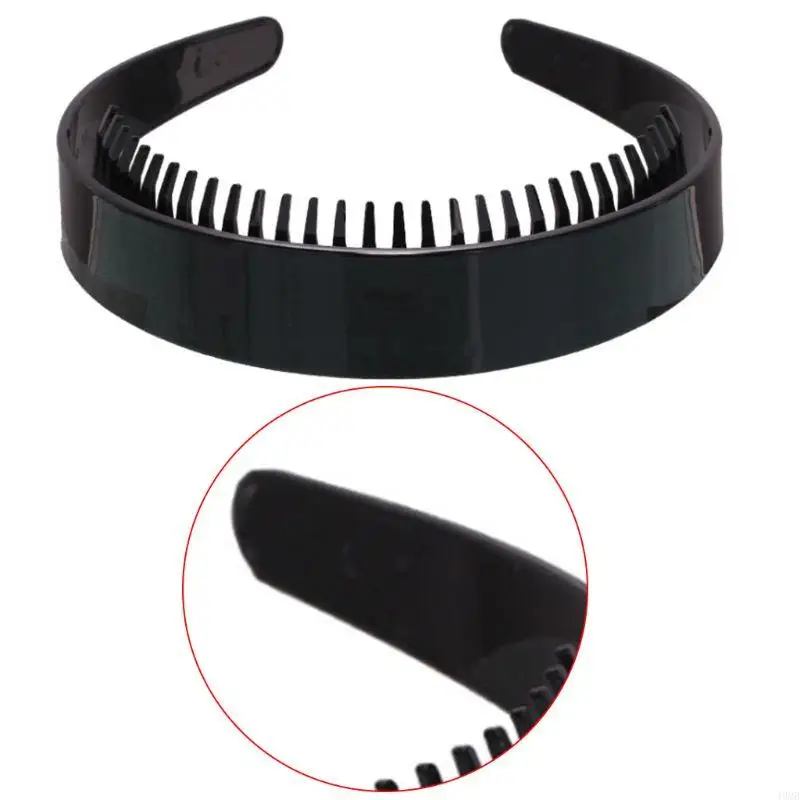 

49MB Plain Headband Eye-catching Hairband Headband Tooth Hair Band Black