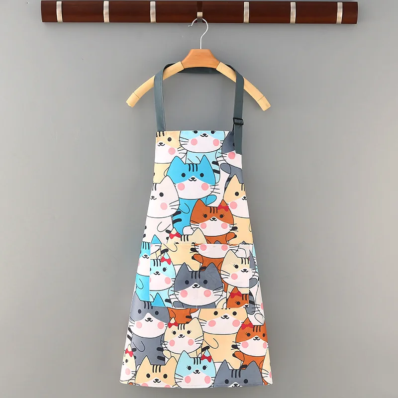 Factory direct supply new fashion waterproof apron fresh flowers kitchen waterproof anti-oil female work clothes