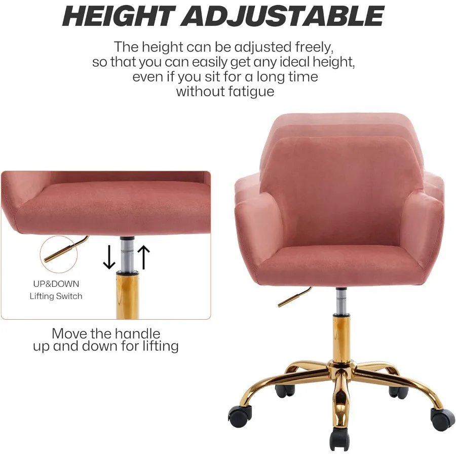 كرسي مكتب مخملي مريح دوار كرسي ترفيهي حديث مع عجلات منجد مريح كرسي مكياج من القماش المخملي الارتفاع أ