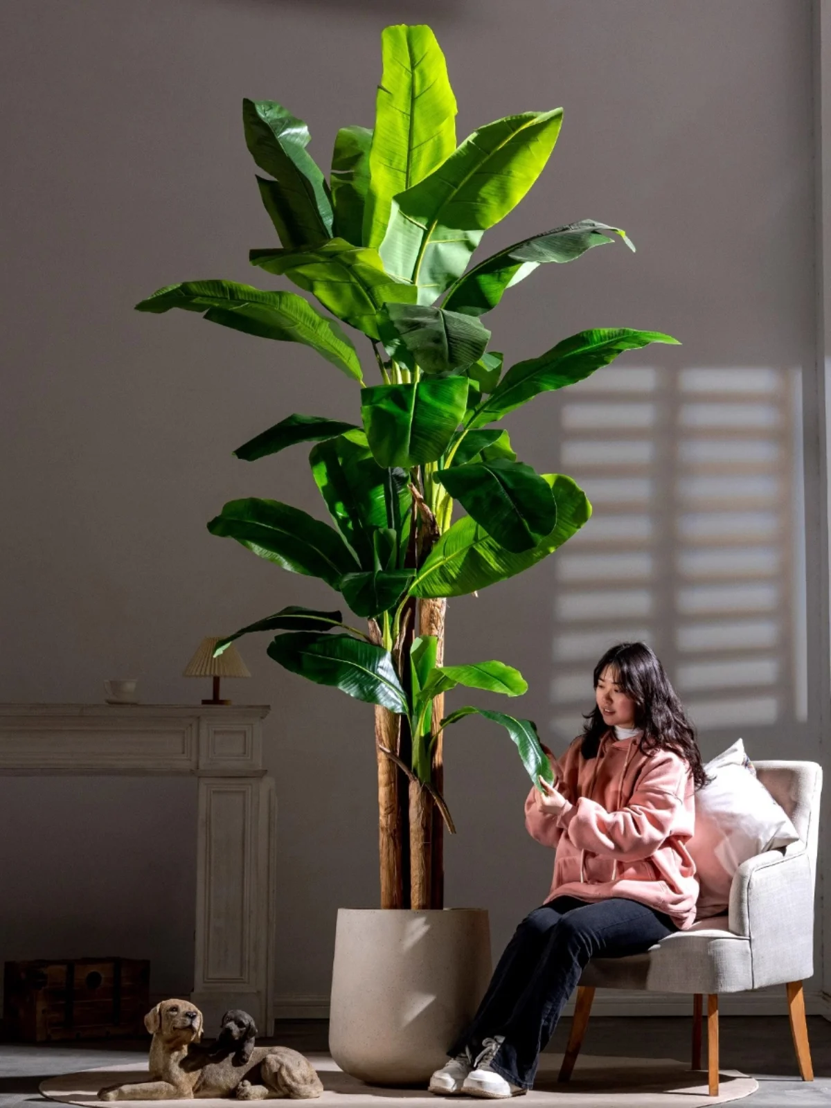 Large plantain tree simulation green plant floor bionic fake tree office living room porch landscaping decorative plant ornament