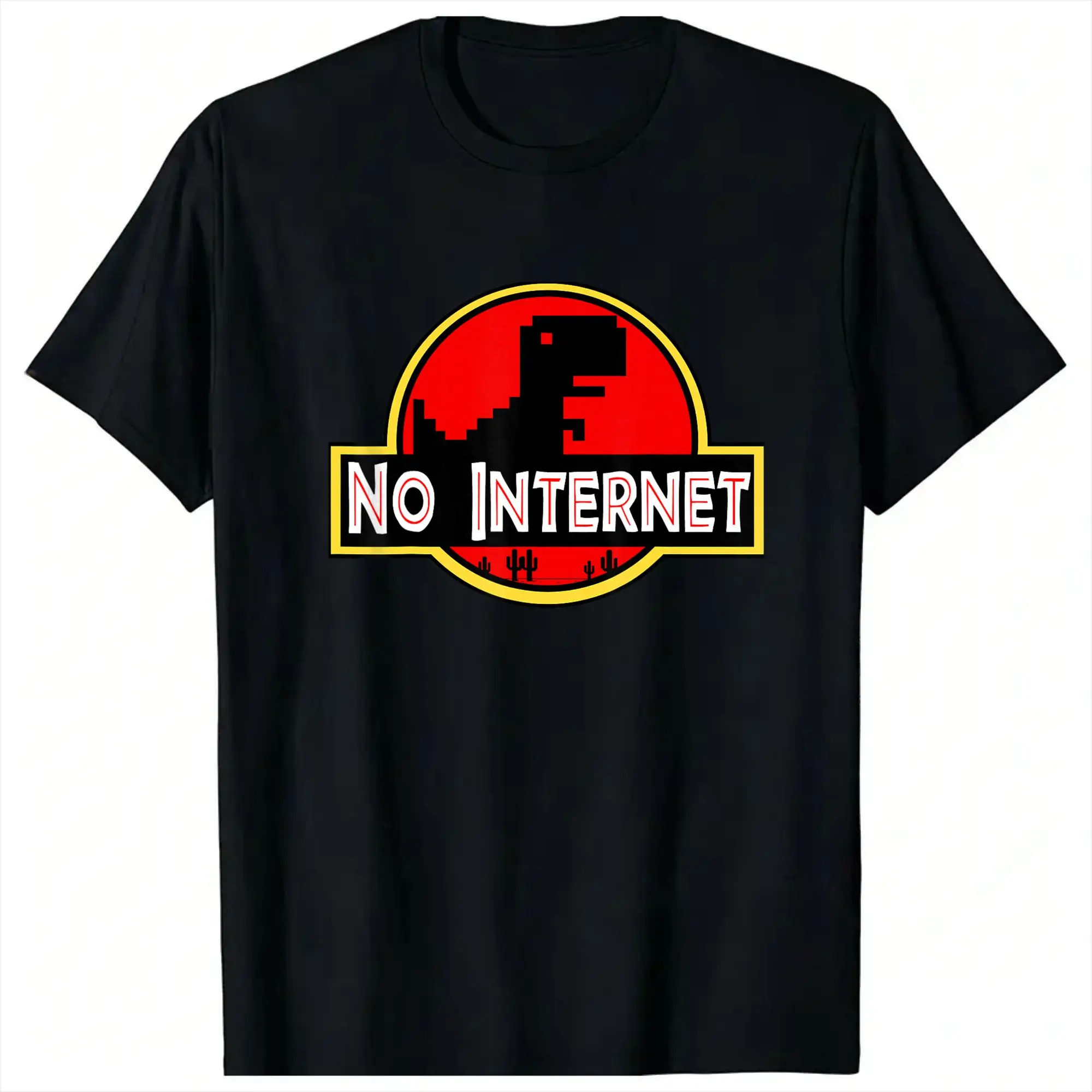 Lustige Herren-T-Shirts mit Aufschrift „No Internet Dinosaur Computer Science“, Baumwoll-Tops, humorvolle Kurzarm-T-Shirts mit Rundhalsausschnitt, Geschenkidee, T-Shirts