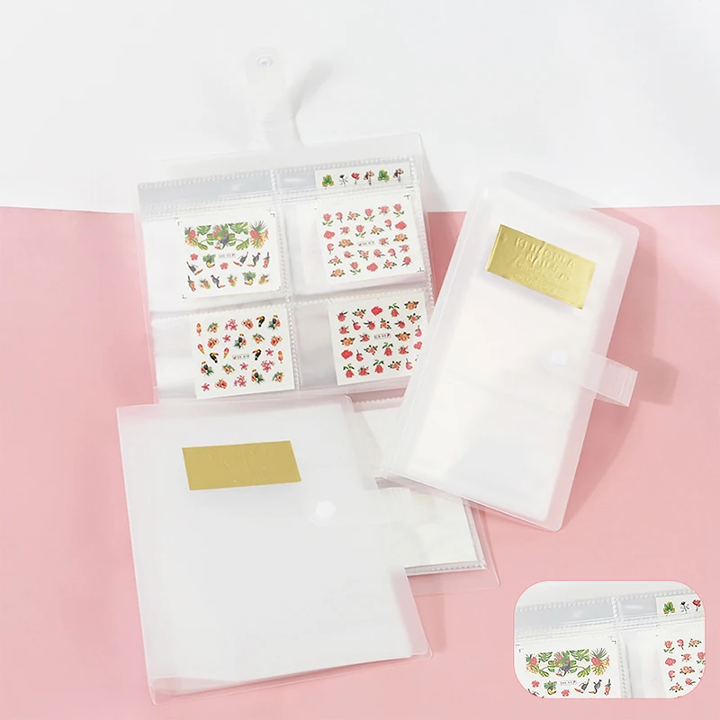 透明なマニキュアノート,ネイルアート用のアルバム,ステッカー収集ツール,デカールオーガナイザー,84グリッド,1個