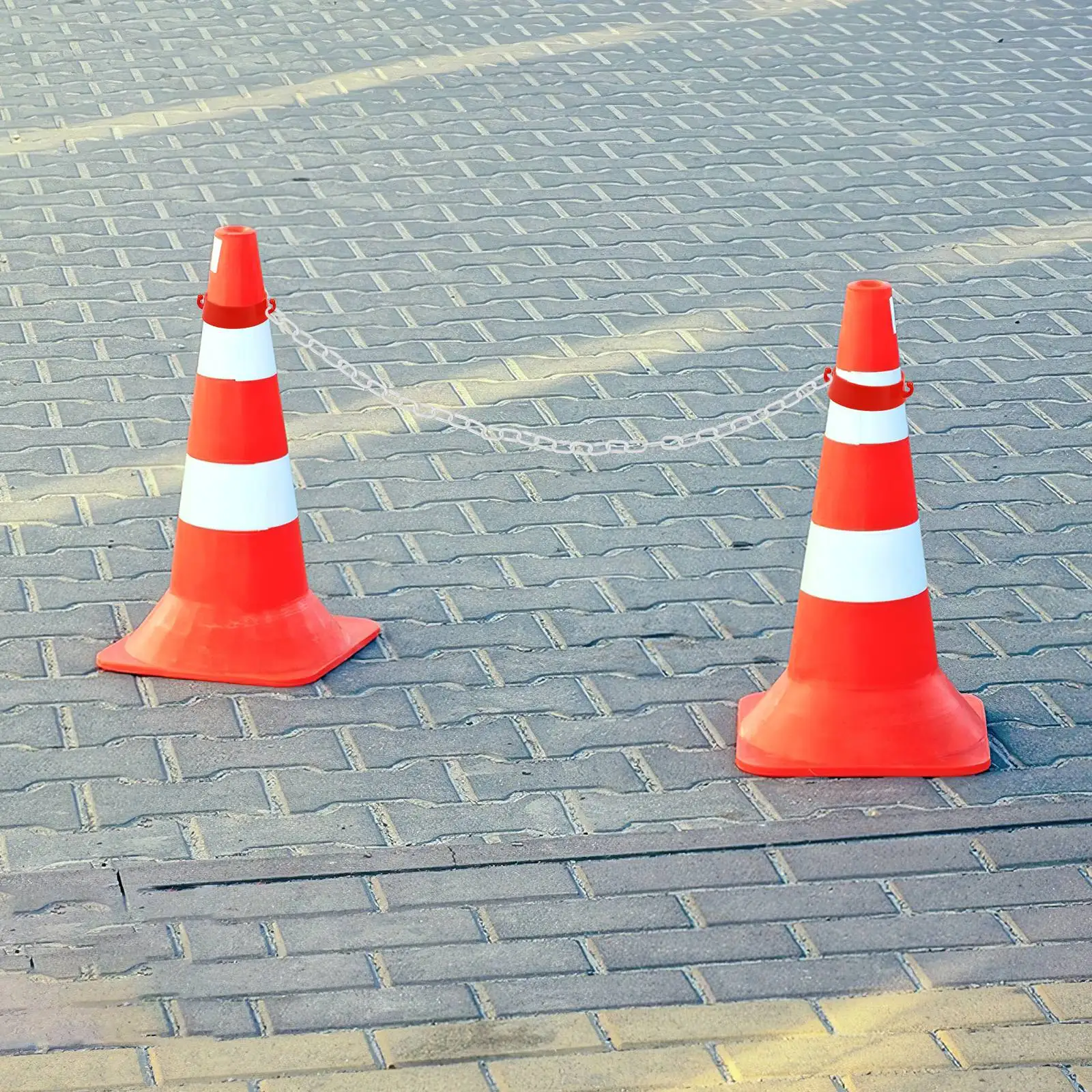 Plastic Protective Chains 1 White Small Chain 5m 2 Cone Buckles Adjustable Traffic Safety Barrier Crowd Control Caution