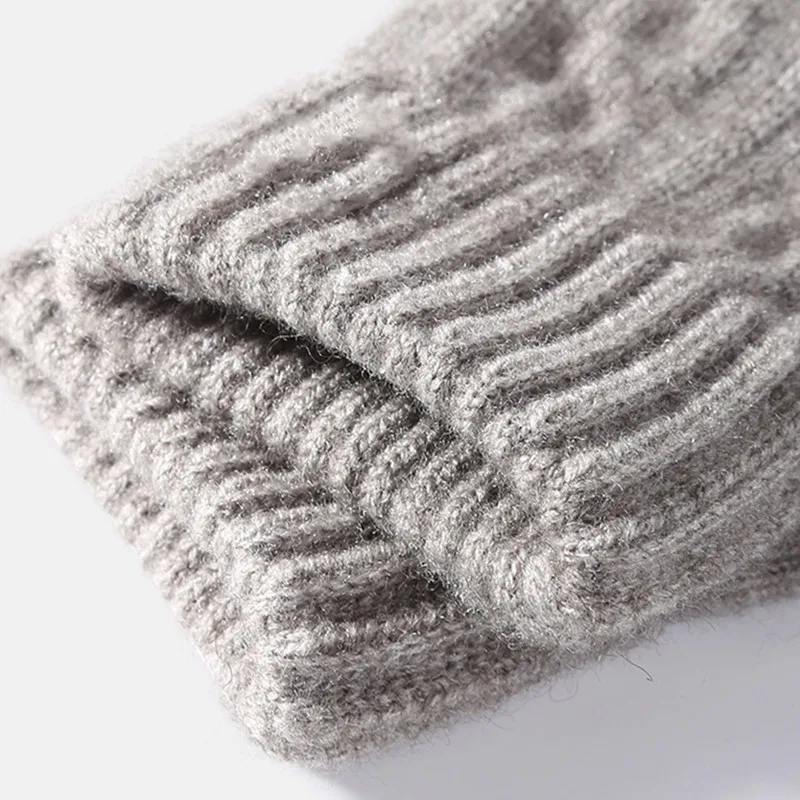 Knitted Gloves for Men Women Winter Warm Thermal Half Finger Glove Mittens Wool Fleece Thick Touchscreen Fingerless Gloves