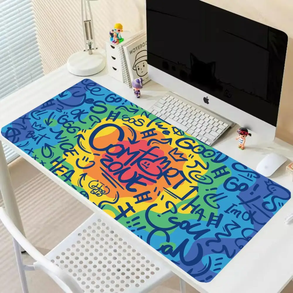 Mouse pad lavável com fundo de borracha antiderrapante, zona de conforto estilo graffiti, adequado para trabalho e jogos e mouse pad de escritório