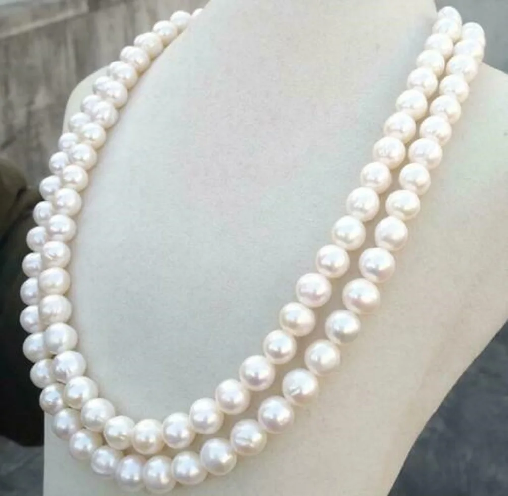 

36 inch 9-10mm AAA Akoya white pearl necklace with 14k gold buckle 18inch 20inch 22inch 24imch