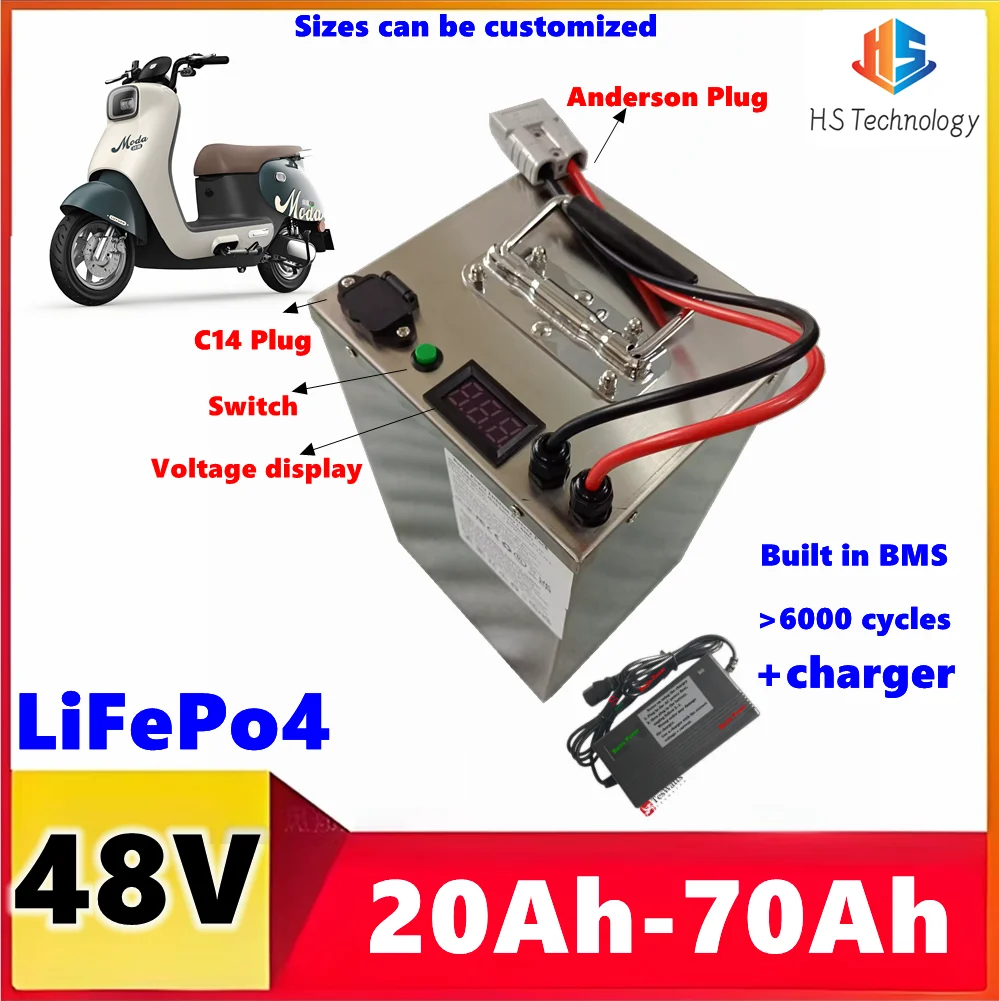 48V 60ah 70Ah Lifepo4 20Ah 30Ah 35Ah 40Ah 45ah 50ah deepcycle Lithium Battery for scooter Golf Cart tricycle,Two-wheeler+Charger