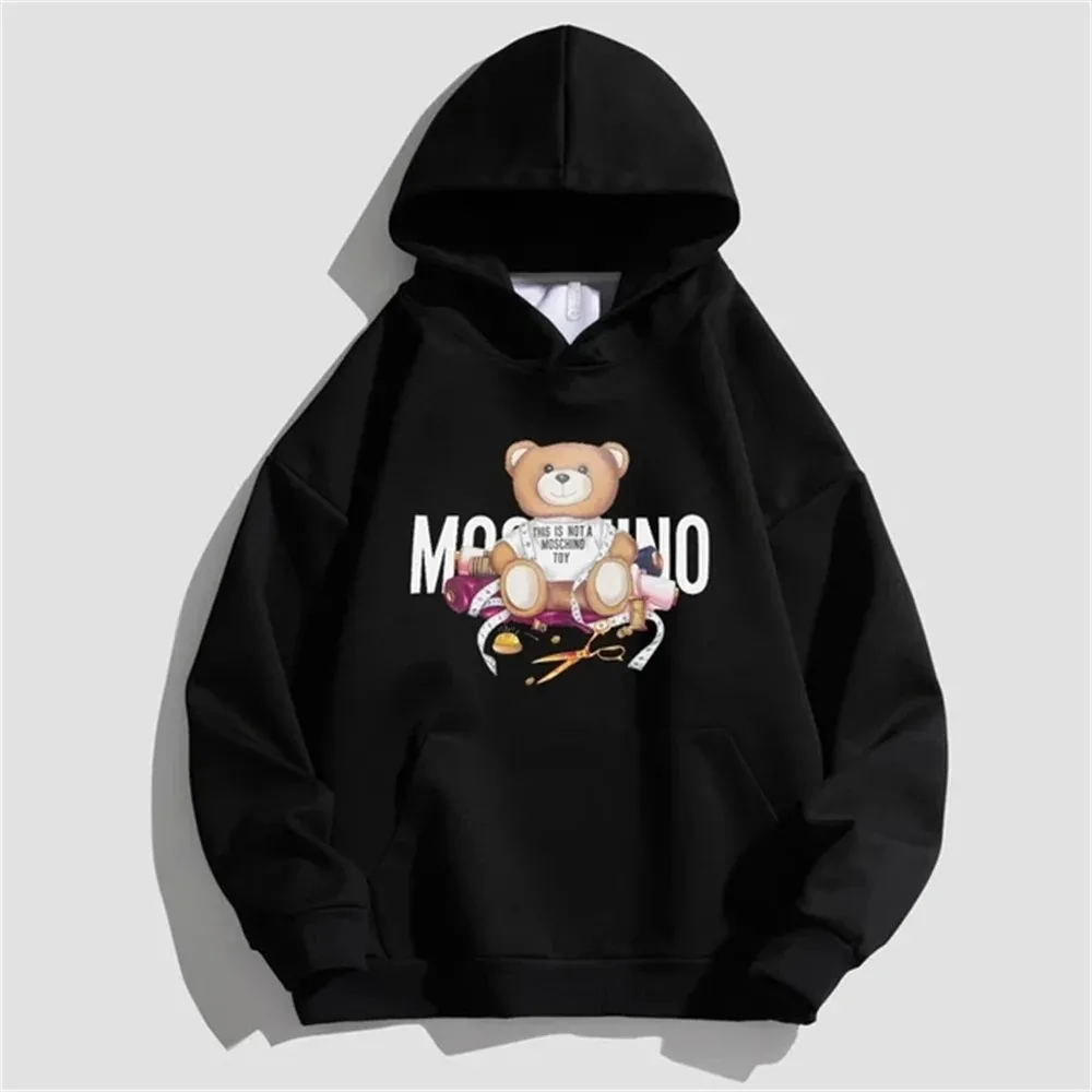 2023 Men/Women's Autumn Winter New Vintage Hoodie Luxury Fashion Bear Print Cotton Sweatshirt Casual Daily Kawaii Sweatshirt