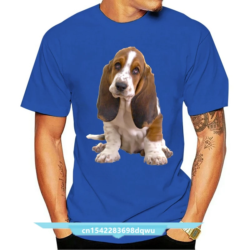 

T-Shirt Men Funy Tshirt Basset Hound Short Sleeve O-Neck Graphic Tops Tee Men T Shirt