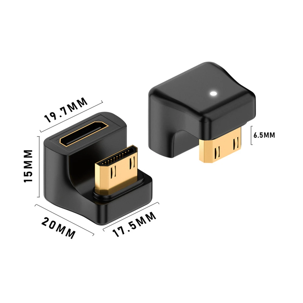 Cablecc 360 Degree Angled U Shape Back Angled Adapter Mini HDTV 1.4 Male to Female Extension Converter