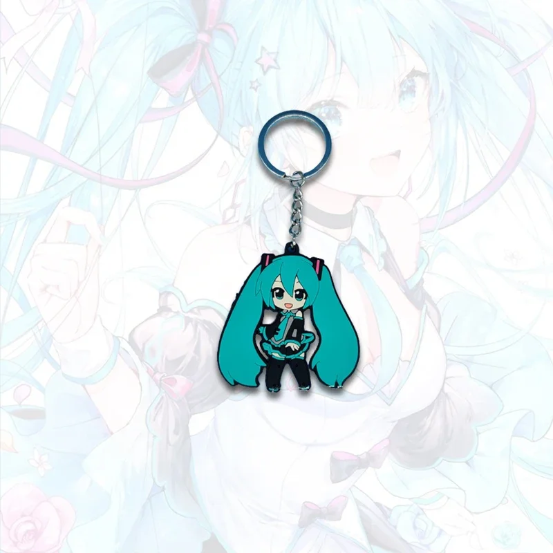 Llaveros de PVC Hatsune Miku, figura de Anime, lindo colgante, cantante Virtual, moda Kawaii, llavero de goma suave, decoración Kawaii, regalos para fanáticos