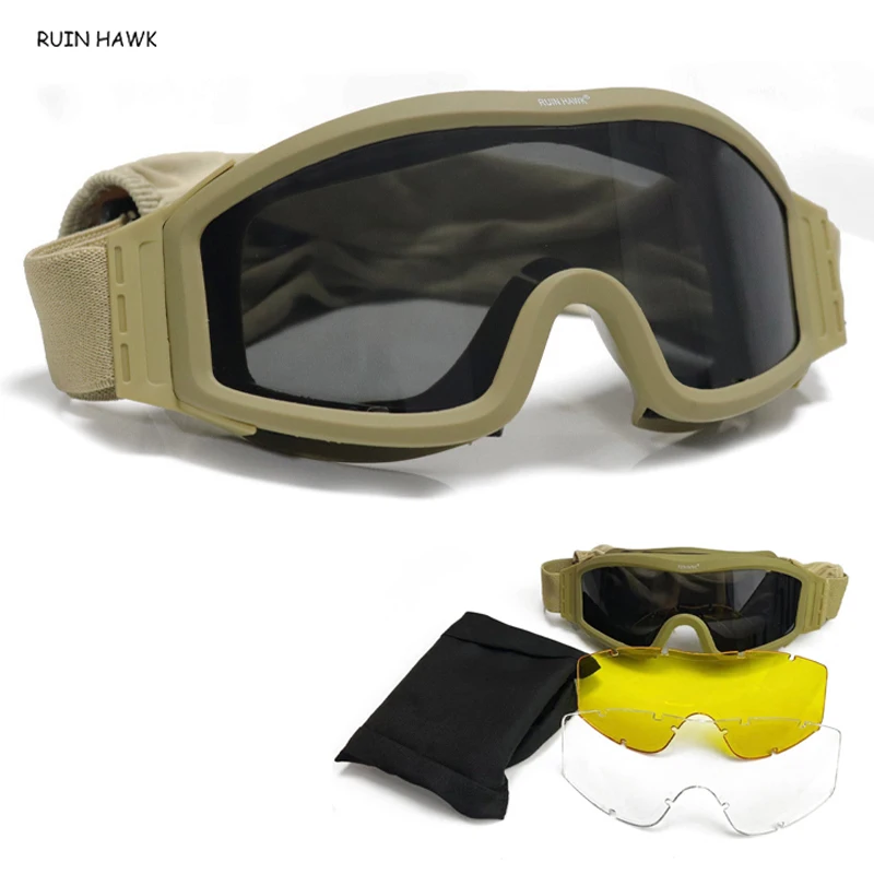 

3 Lens Tactical Goggles Paintball Airsoft Combat Shooting Safety Glasses Men Outdoor Hunting CS Game Glasses