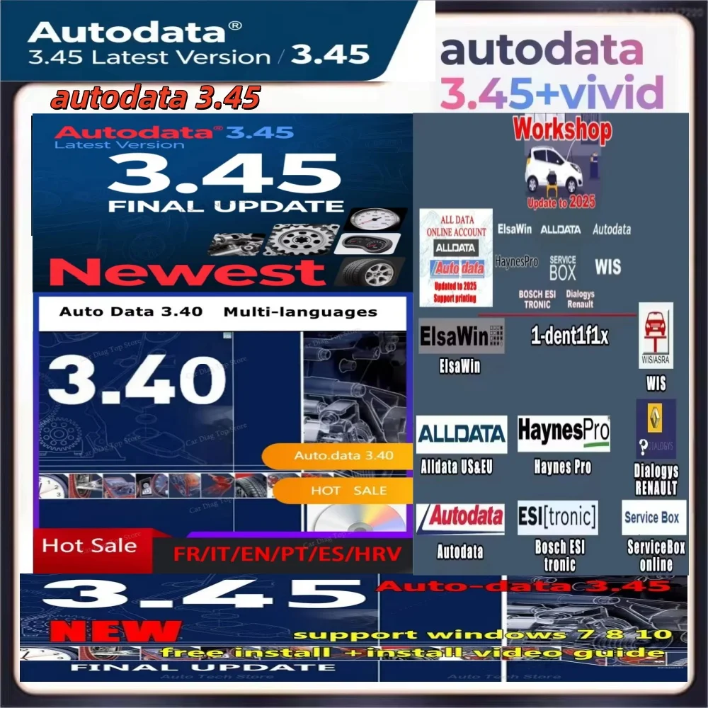 

AutoData 3.40 Многоязычная версия направляющей для авторемонта Удаленный автомобильный инструмент Программное обеспечение английского/испанского/португальского/коронана
