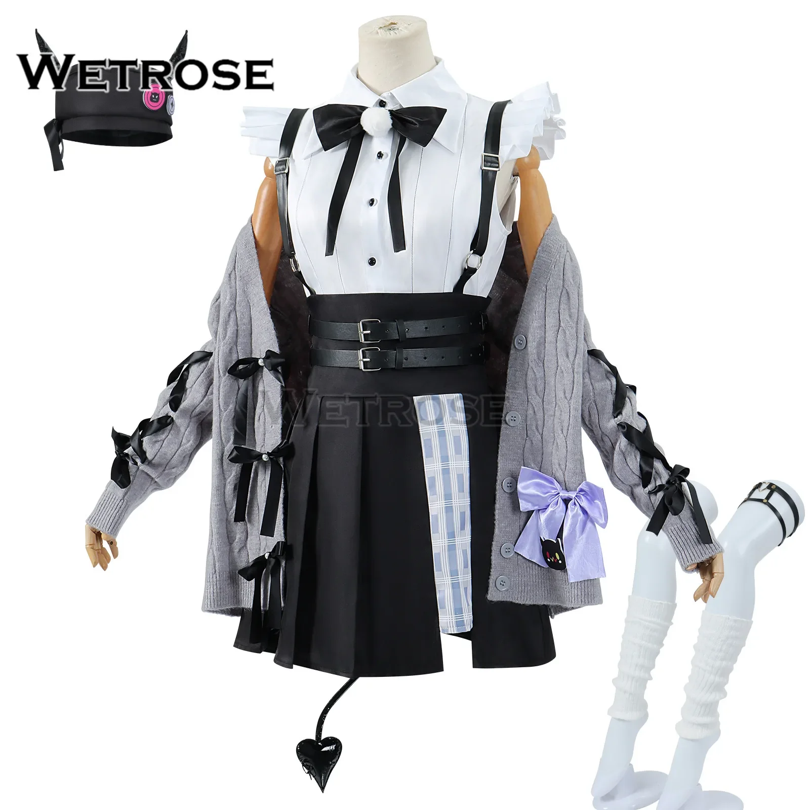 【Wetrose】متوفر في المخزون أزياء Tokoyami Towa التأثيرية الزي الجديد Hololive Holo Vtuber مجموعة كاملة من الشعر المستعار لعيد الهالوين وعيد الميلاد