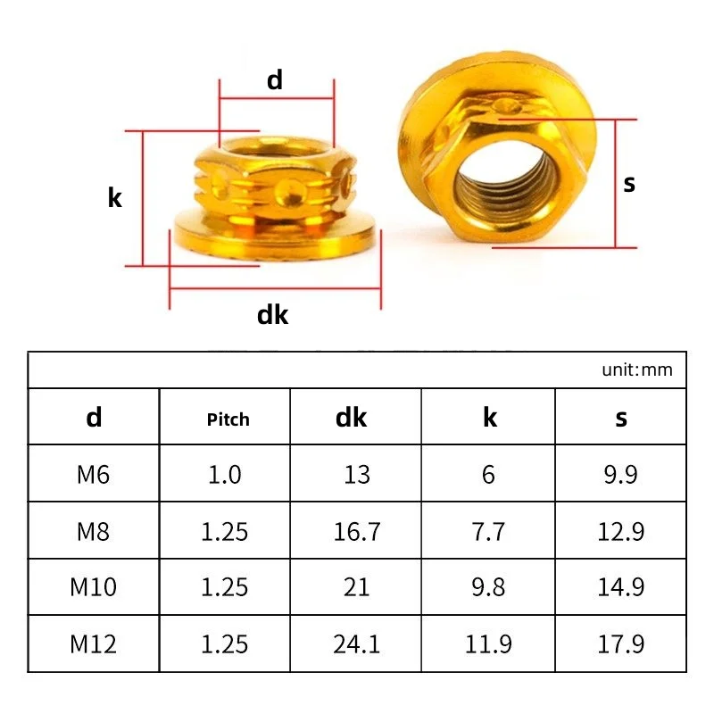M6 M8 M10 M12 304 Stianless Steel Flange Hex Nut Flange Nuts For Bicycle Motorcycle Housing Screws