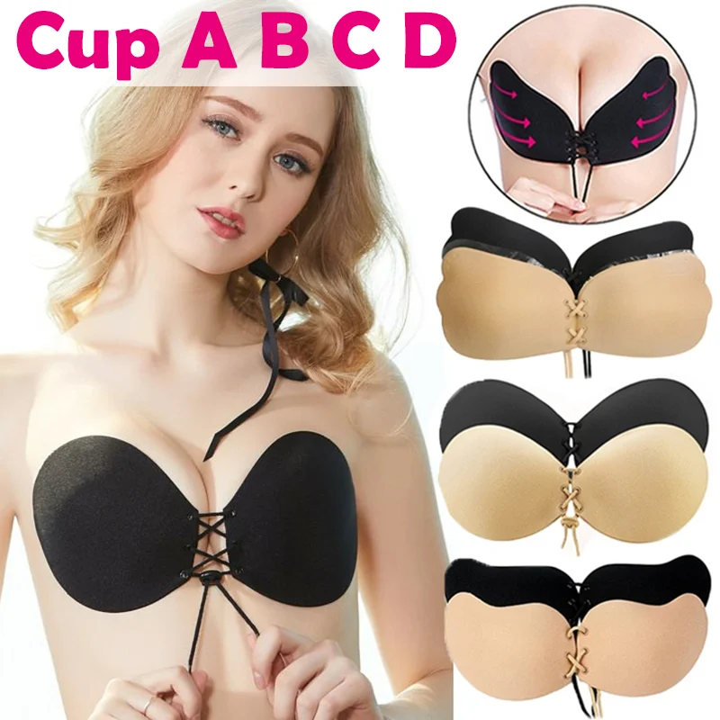 Women Invisible Strapless Self Adhesive Bras Strapless Push Up Bra Sexy Backless Lingerie Seamless Silicone Bralettes Underwear